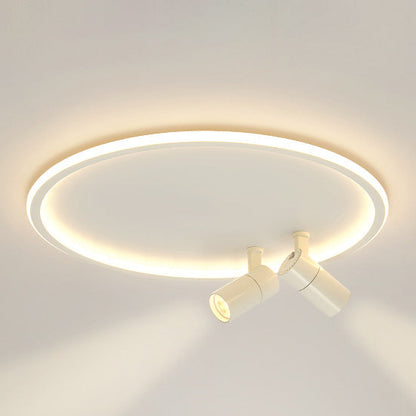 Contemporary Industrial Iron Round and Spotlight LED Chandelier