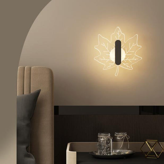 مصباح حائط LED إبداعي على شكل ورقة القيقب من الأكريليك بتصميم آرت ديكو الحديث