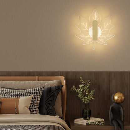 مصباح حائط LED إبداعي على شكل ورقة القيقب من الأكريليك بتصميم آرت ديكو الحديث