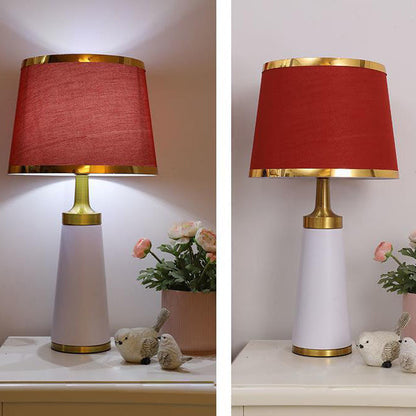 Nordic Fabric Column 1-Light Dimmer Touch Table Lamp