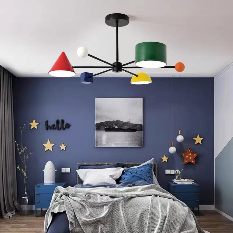 Modern Art Deco Acrylic Shade Multiple Geometric LED Creative Chandelier