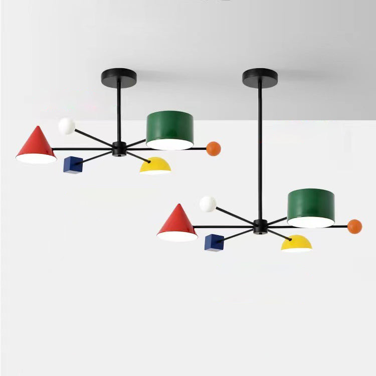 Modern Art Deco Acrylic Shade Multiple Geometric LED Creative Chandelier