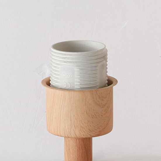 Modern Wood Grain Fabric Shade 1-Light Table Lamp