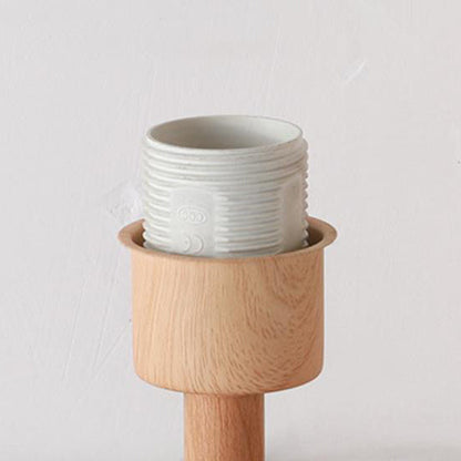 Modern Wood Grain Fabric Shade 1-Light Table Lamp