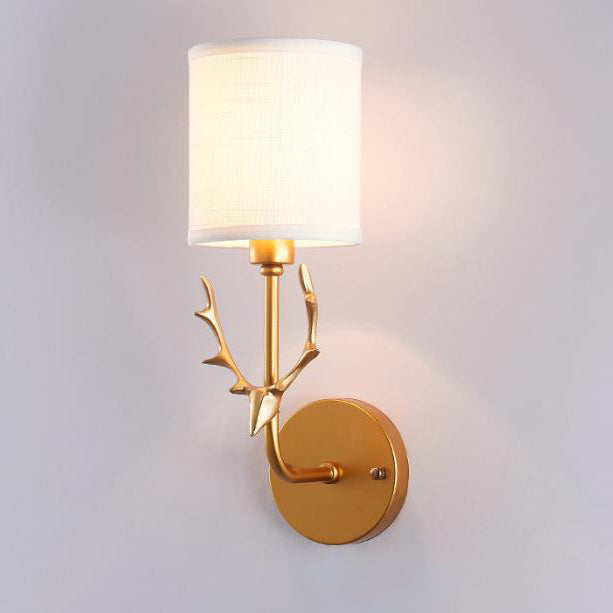 Industrial Fabric Creative Deer Head Design 1-Light Wall Sconce Lamp
