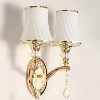 European Simple Glass Lampshade Zipper Switch 1/2-Light Wall Sconce Lamp