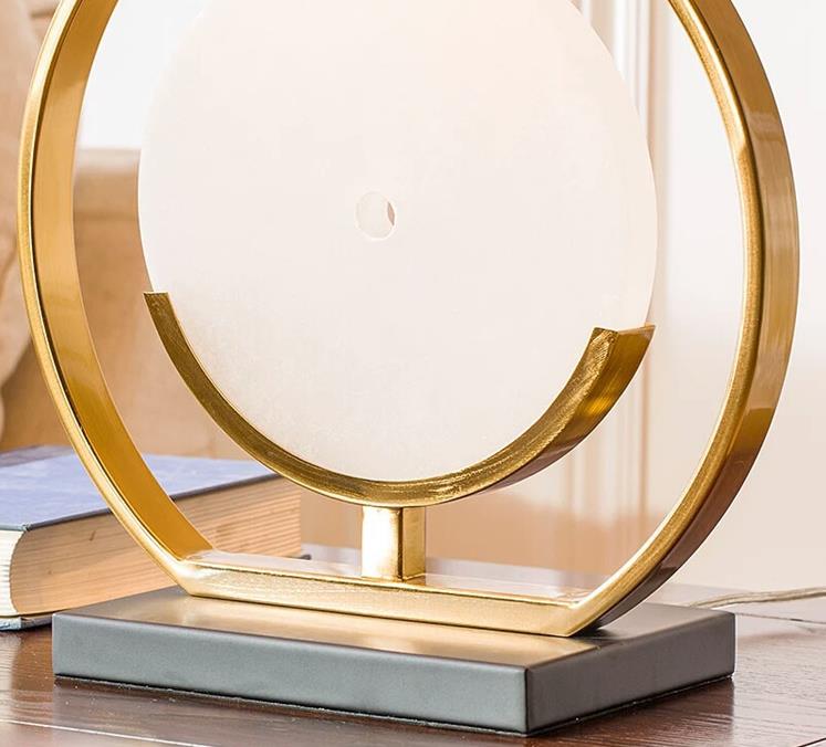 Chinese Simple Fabric Lampshade Marble Base 1-Light Table Lamp