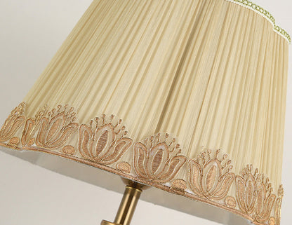 Simple Fabric Lampshade Crystal Decorative 1-Light Table Lamp