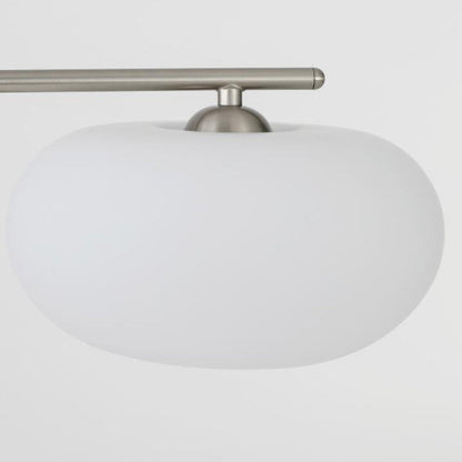 French Minimalist White Dome Glass Shade  5-Light Chandelier