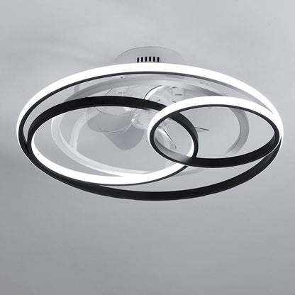 مروحة سقف LED بتصميم بسيط ومبتكر مع تداخل حلقتين 