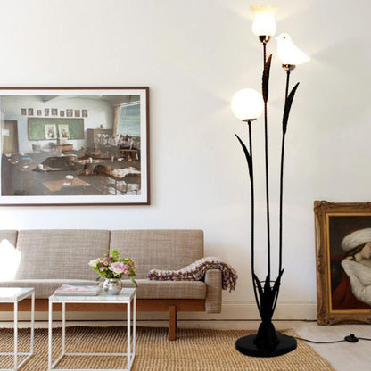 Modern Creative Twig Bird Iron 3-Light Standing Floor Lamp