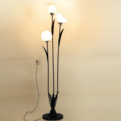 Modern Creative Twig Bird Iron 3-Light Standing Floor Lamp