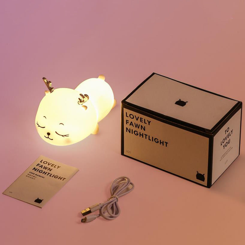 Cartoon Silicone Cute Deer LED Rechargeable Seven Color Lights Night Light Table Lamp
