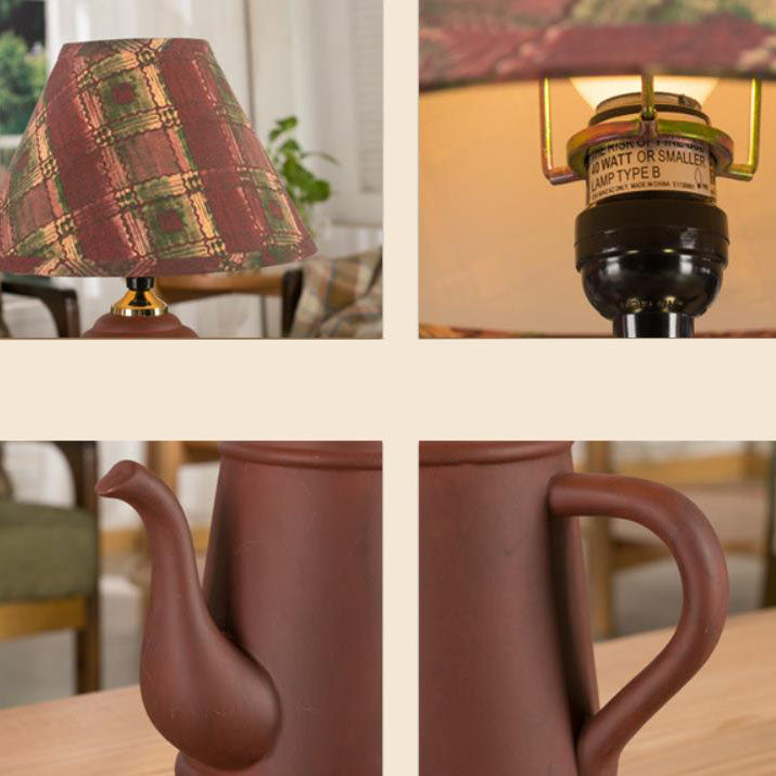 Nordic Retro Teapot Decorative Ceramic 1-Light Table Lamp