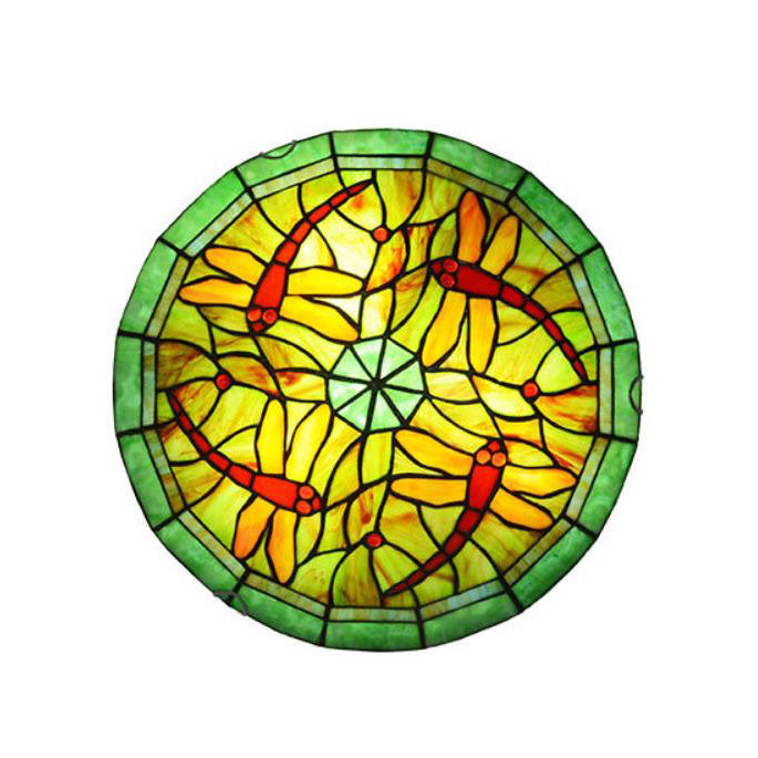 European Style Tiffany Dragonfly Stained Glass LED Flush Mount Lighting