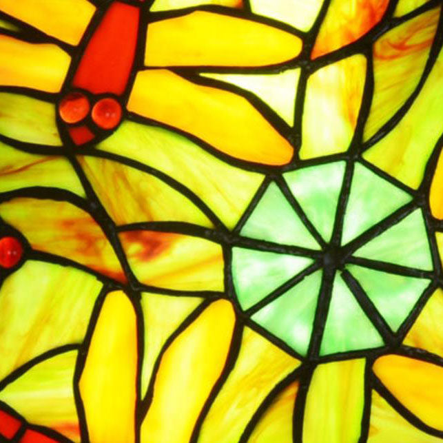 European Style Tiffany Dragonfly Stained Glass LED Flush Mount Lighting