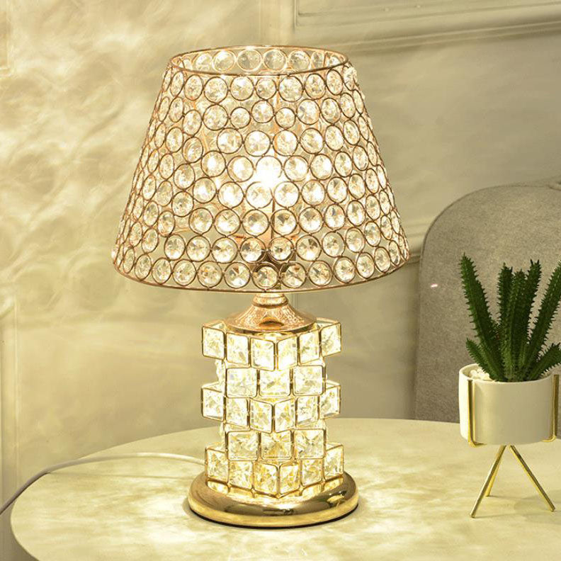 Nordic Luxury Crystal Cone Geometry 1-Light Table Lamp