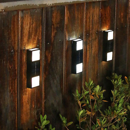 シンプルな長方形ソーラー屋外防水フェンスLED壁取り付け用燭台ランプ