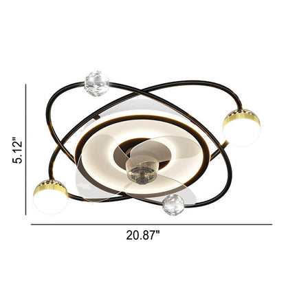 Modern Light Luxury Ring Star Effect LED Invisible Flush Mount Ceiling Fan Light