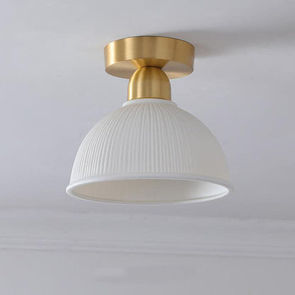 Modern Ceramic Round Jar Copper 1-Light Semi-Flush Mount Ceiling Light