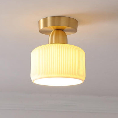 Modern Ceramic Round Jar Copper 1-Light Semi-Flush Mount Ceiling Light