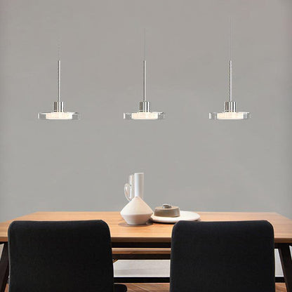 ثريا جزيرة LED دائرية فضية بسيطة من الزجاج بتصميم نورديك مع إضاءة 1/3 
