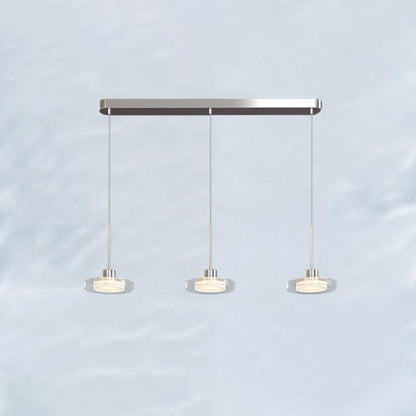 ثريا جزيرة LED دائرية فضية بسيطة من الزجاج بتصميم نورديك مع إضاءة 1/3 