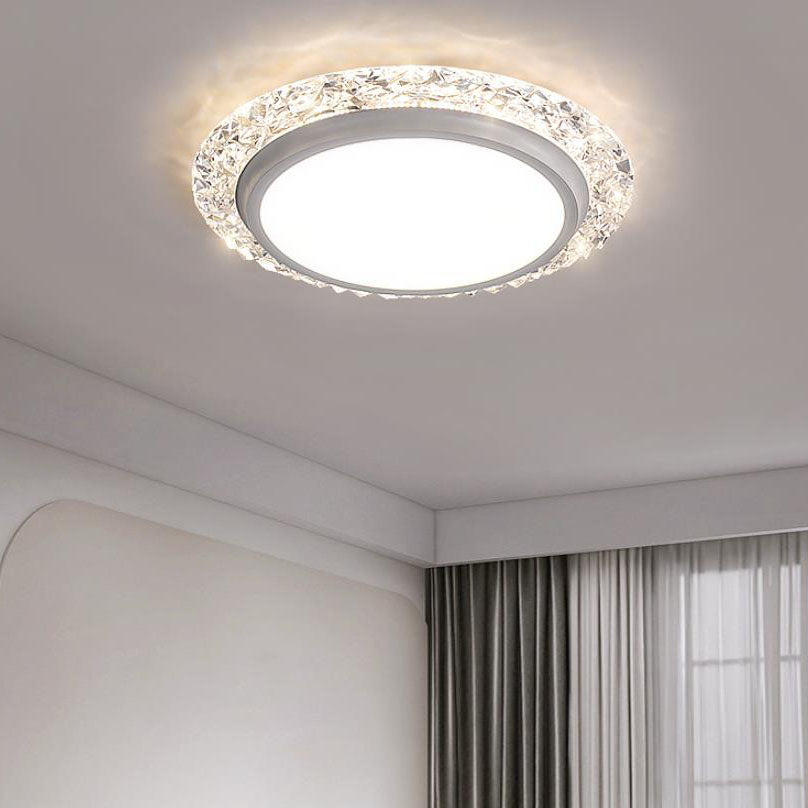 Nordic Minimalist Light Luxury Round Iron Aluminum Acrylic LED Flush Mount Lighting