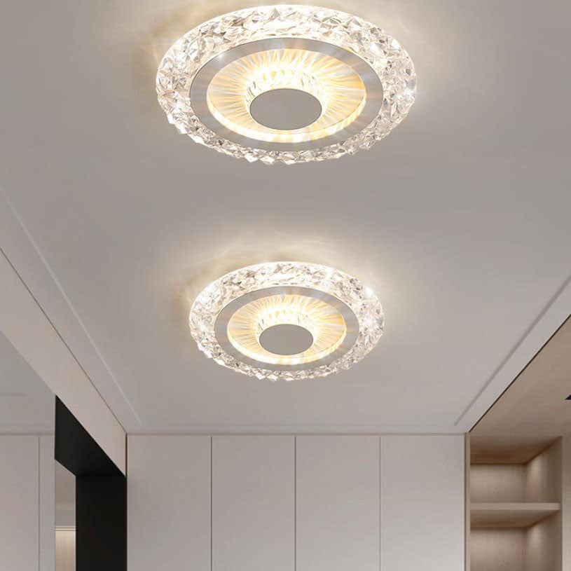 Modern Light Luxury Round Acrylic Iron Aluminum LED Flush Mount Lighting