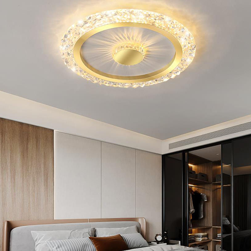 Modern Light Luxury Round Acrylic Iron Aluminum LED Flush Mount Lighting