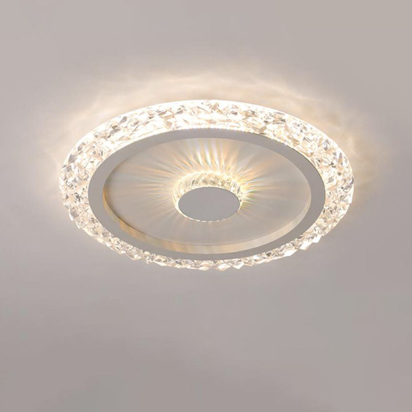 Modern Light Luxury Round Acrylic Iron Aluminum LED Flush Mount Lighting
