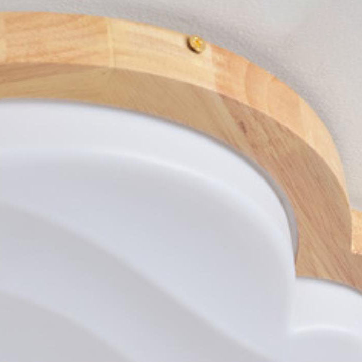 Modern Creative Pure White Cloud Star Wooden Acrylic LED Flush Mount Light