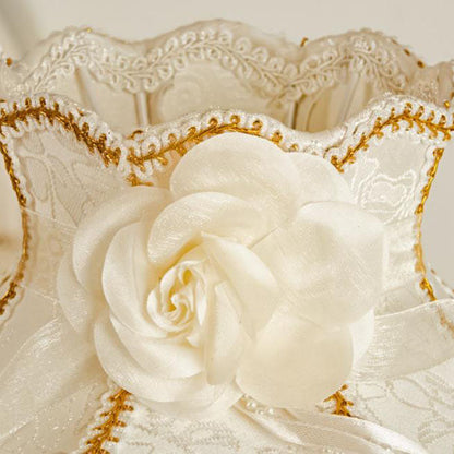 European Retro Light Luxury Carving Resin Fabric Alloy 1-Light Table Lamp