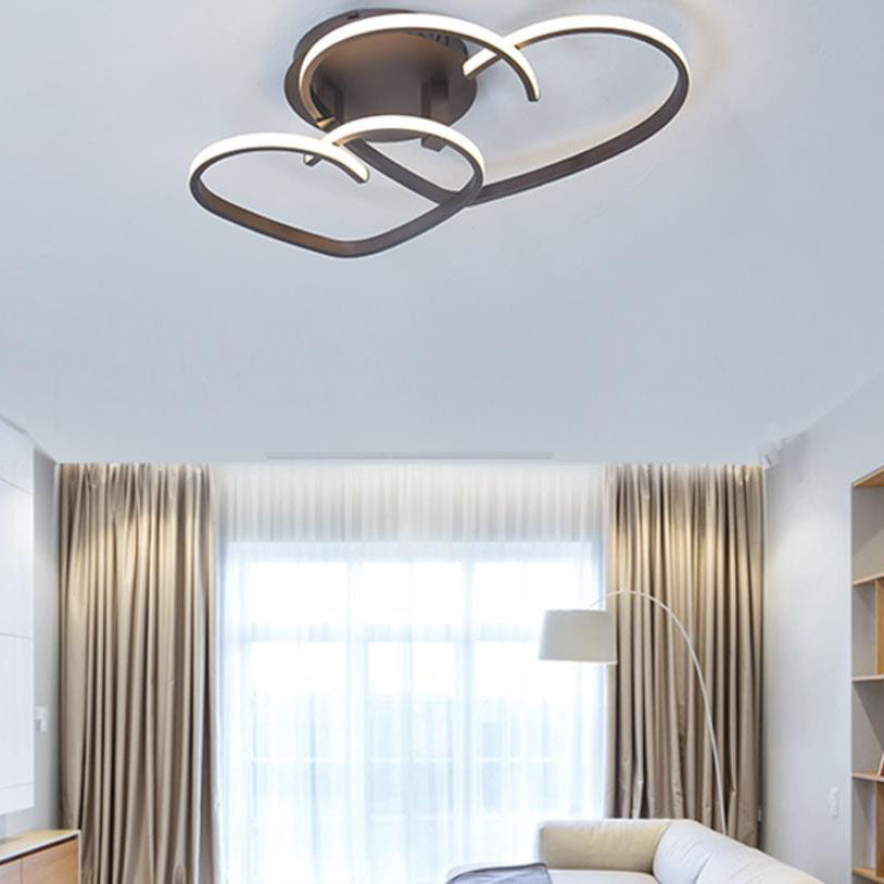 Modern Creative Solid Color Heart Iron Acrylic LED Flush Mount Light