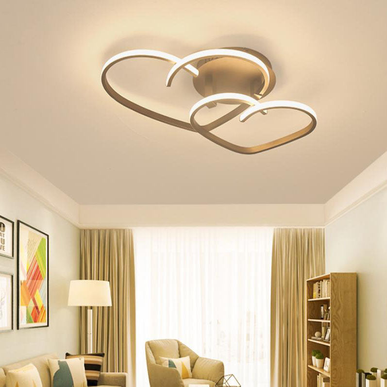Modern Creative Solid Color Heart Iron Acrylic LED Flush Mount Light
