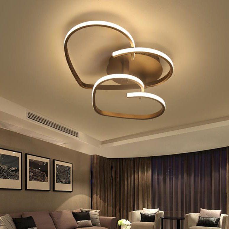 Modern Creative Solid Color Heart Iron Acrylic LED Flush Mount Light