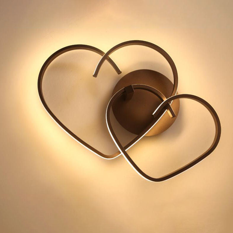 Modern Creative Solid Color Heart Iron Acrylic LED Flush Mount Light