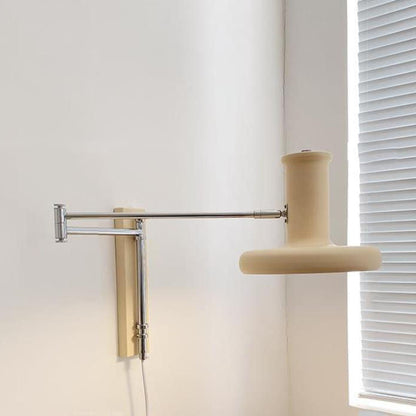 Nordic Minimalist  Beige Swing Arm 1-Light Wall Sconce Lamp