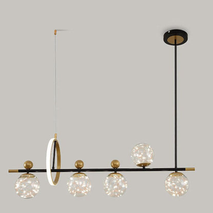 Nordic Light Luxury Round Ball Iron Glass LED Chandelier