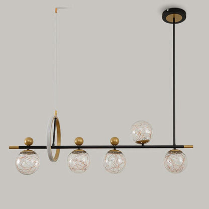Nordic Light Luxury Round Ball Iron Glass LED Chandelier