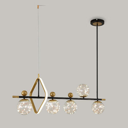 Nordic Light Luxury Round Ball Iron Glass LED Chandelier