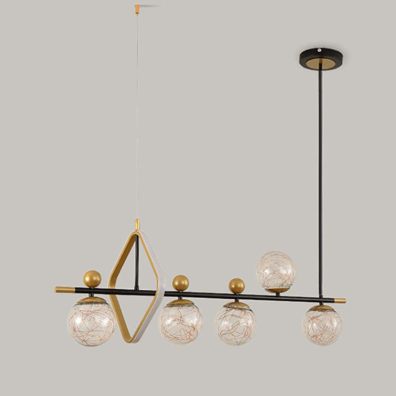Nordic Light Luxury Round Ball Iron Glass LED Chandelier