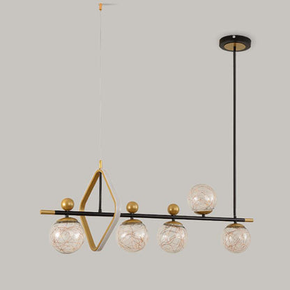 Nordic Light Luxury Round Ball Iron Glass LED Chandelier