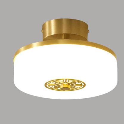 Modern Light Luxury Retro Full Copper Cloud Glass LED Flush Mount Lighting