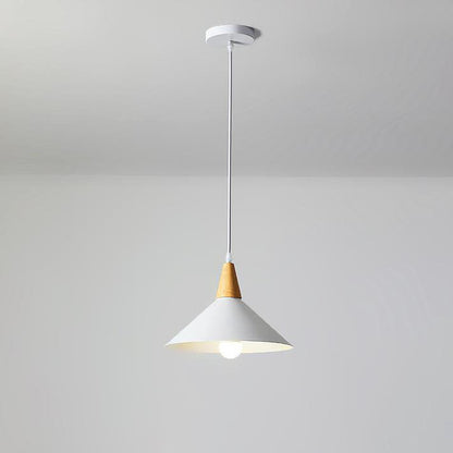 Japanese Simplicity Log Cone Iron 1-Light Pendant Light