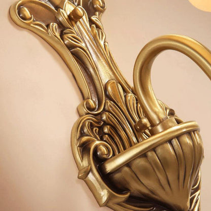 European Luxury Jade Glass Brass Cone Cup Shade 1/2 Light Wall Sconce Lamp