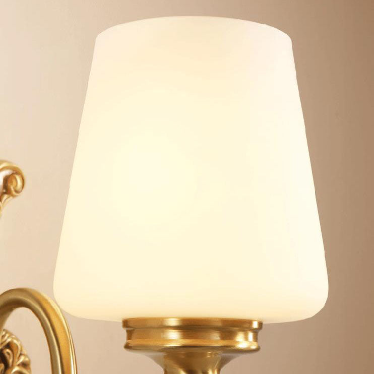 European Luxury Jade Glass Brass Cone Cup Shade 1/2 Light Wall Sconce Lamp