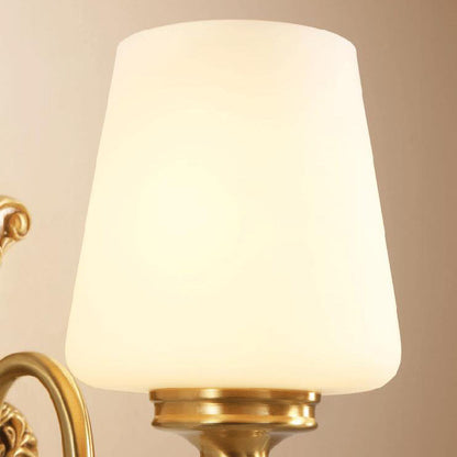 European Luxury Jade Glass Brass Cone Cup Shade 1/2 Light Wall Sconce Lamp