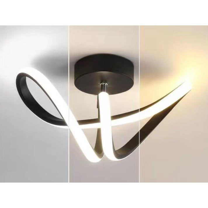 Modern Creative Bending Lines Iron Silicone LED Semi-Flush Mount Ceiling Light
