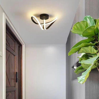 Modern Creative Bending Lines Iron Silicone LED Semi-Flush Mount Ceiling Light